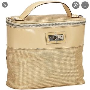 Beige Chemical fiber patent leather cosmetic bag